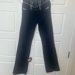 Russ Women's Black Flare Jeans with Accent Stitching